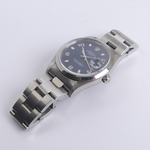 141 - A Rolex Oyster Perpetual Date stainless steel bracelet Watch, ref. 15200, with blue dial, serial no.... 