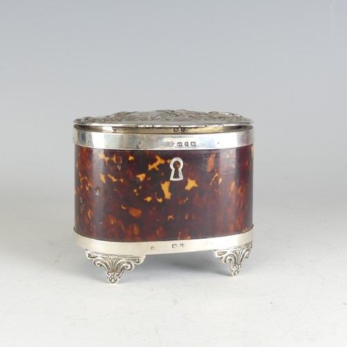 100 - A late Victorian silver mounted tortoiseshell Tea Caddy, hallmarked Birmingham 1899, makers mark obs... 