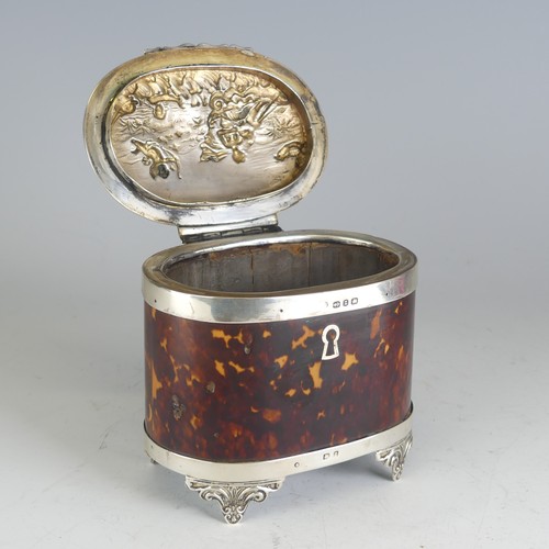 100 - A late Victorian silver mounted tortoiseshell Tea Caddy, hallmarked Birmingham 1899, makers mark obs... 