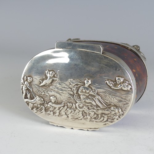 100 - A late Victorian silver mounted tortoiseshell Tea Caddy, hallmarked Birmingham 1899, makers mark obs... 