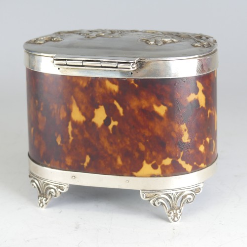 100 - A late Victorian silver mounted tortoiseshell Tea Caddy, hallmarked Birmingham 1899, makers mark obs... 