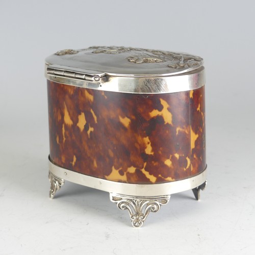 100 - A late Victorian silver mounted tortoiseshell Tea Caddy, hallmarked Birmingham 1899, makers mark obs... 