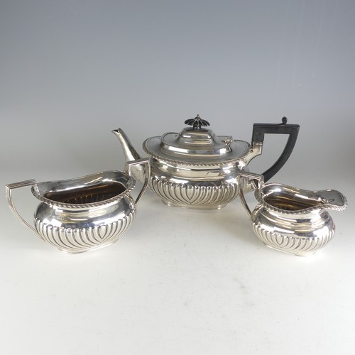 60 - A late Victorian silver three piece Tea Set, by Charles Boyton (II), hallmarked London 1897, of ovoi... 