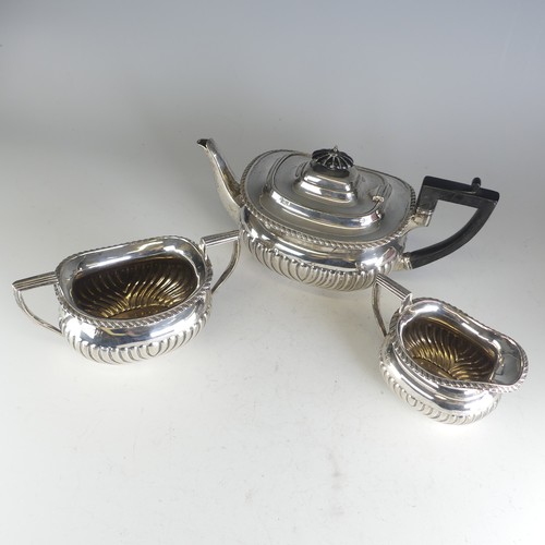 60 - A late Victorian silver three piece Tea Set, by Charles Boyton (II), hallmarked London 1897, of ovoi... 