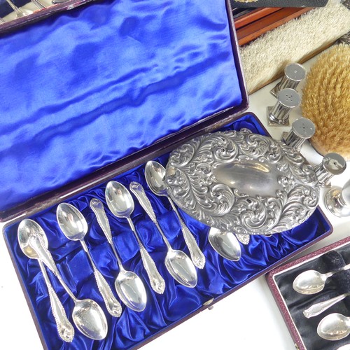 106 - A cased set of six George V silver Coffee Spoons, hallmarked Sheffield, 1925, together with a silver... 