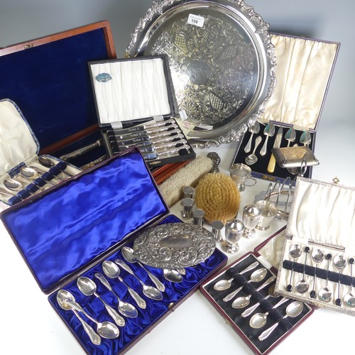 106 - A cased set of six George V silver Coffee Spoons, hallmarked Sheffield, 1925, together with a silver... 