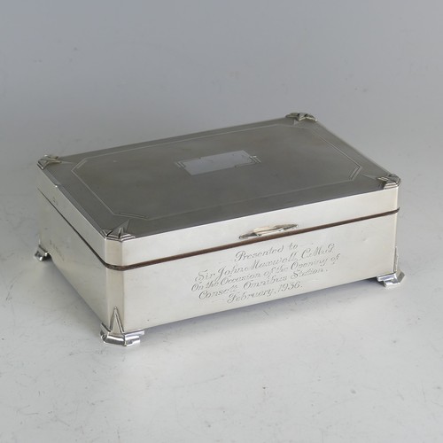 109 - A George V silver Cigarette Box, by Charles S Green & Co Ltd., hallmarked Birmingham 1934, of hi... 