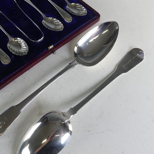 94 - A pair of George III silver fiddle pattern Table Spoons, by Robert Rutland, hallmarked London 1807, ... 