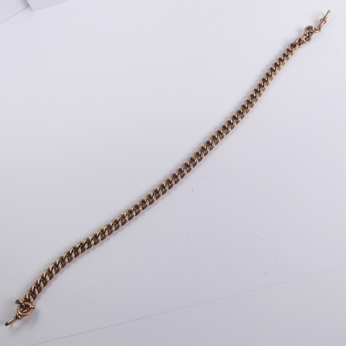 244 - A 9ct rose gold curb link Watch Chain, with watch clip fitting on each end, 36cm long, 25.3g.... 