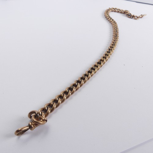 244 - A 9ct rose gold curb link Watch Chain, with watch clip fitting on each end, 36cm long, 25.3g.... 