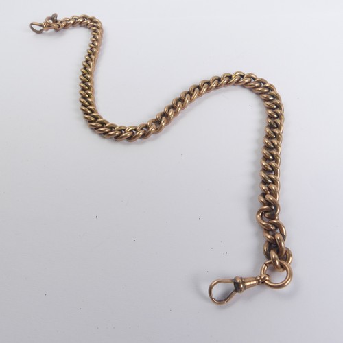 244 - A 9ct rose gold curb link Watch Chain, with watch clip fitting on each end, 36cm long, 25.3g.... 