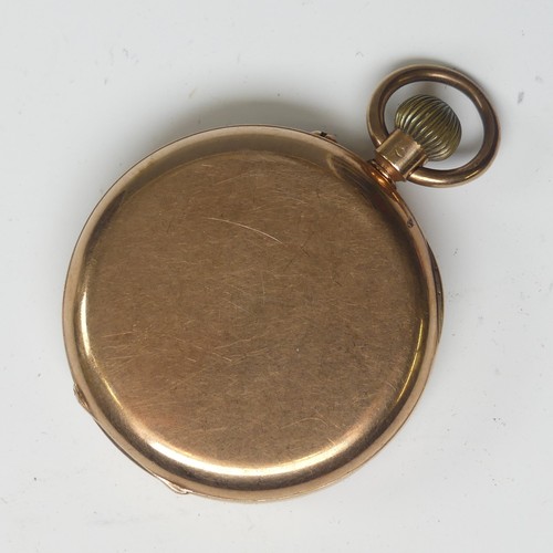 145 - A 9ct gold open face Pocket Watch, the white enamel dial with black Roman Numerals and subsidiary se... 