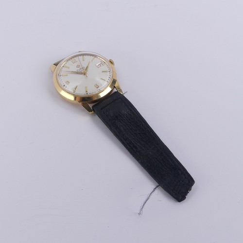 147 - A vintage 18ct yellow gold cased Zodiac Calendar Wristwatch, the silvered dial with gilt batons and ... 