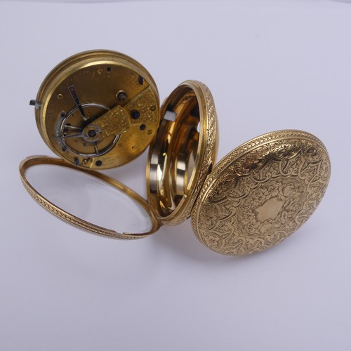 149 - An 18ct yellow gold Fob Watch, gilt dial with black Roman Numerals, movement signed 'Bailey & Da... 