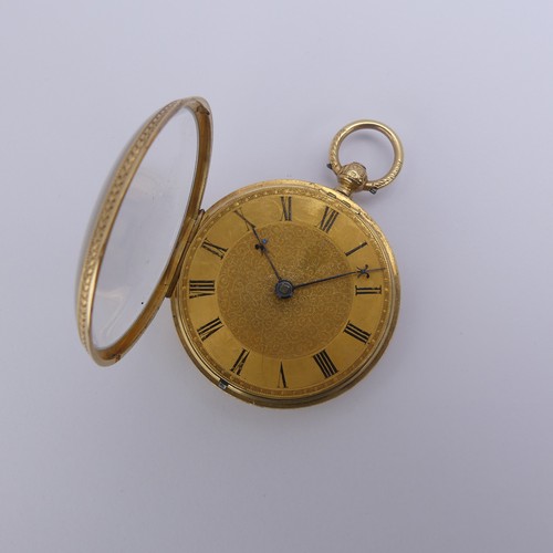 149 - An 18ct yellow gold Fob Watch, gilt dial with black Roman Numerals, movement signed 'Bailey & Da... 