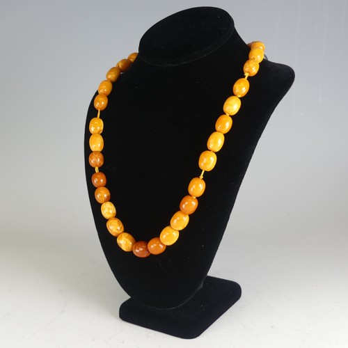 300 - A graduated amber bead Necklace, the largest 16mm long, on replacement string and paste clasp, toget... 