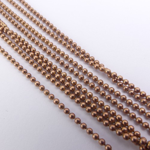 304 - A 9ct rose gold ball link Chain, with bolt ring and clip catch, 158cm long, 23.7g.