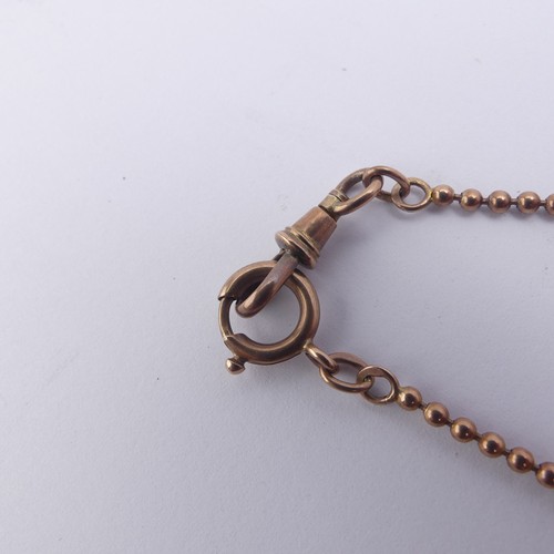 304 - A 9ct rose gold ball link Chain, with bolt ring and clip catch, 158cm long, 23.7g.