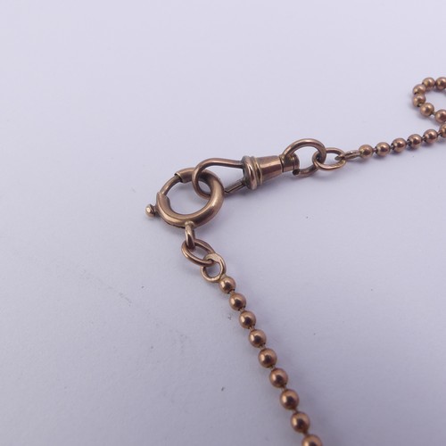 304 - A 9ct rose gold ball link Chain, with bolt ring and clip catch, 158cm long, 23.7g.