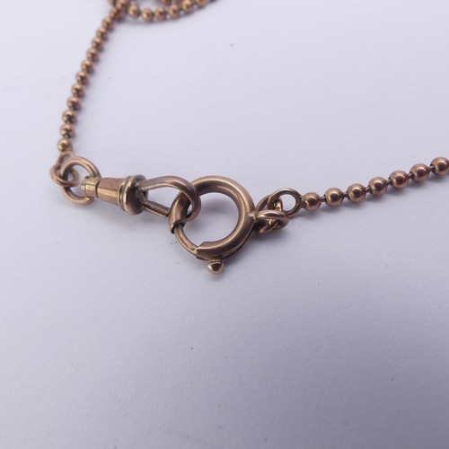 304 - A 9ct rose gold ball link Chain, with bolt ring and clip catch, 158cm long, 23.7g.