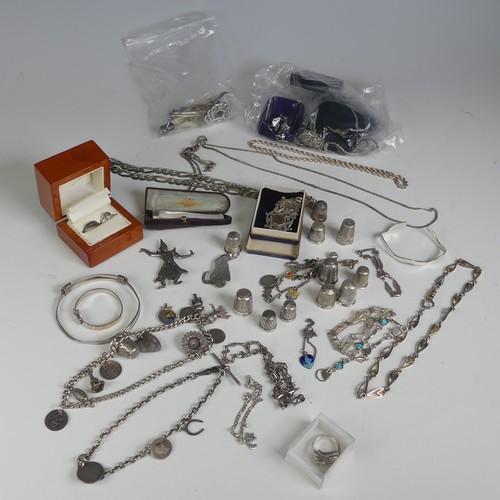 308 - A quantity of Jewellery and Costume Jewellery, including twelve silver thimbles, two silver fobs, no... 