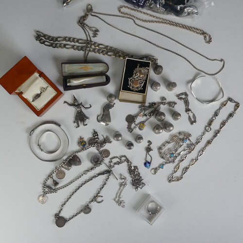 308 - A quantity of Jewellery and Costume Jewellery, including twelve silver thimbles, two silver fobs, no... 