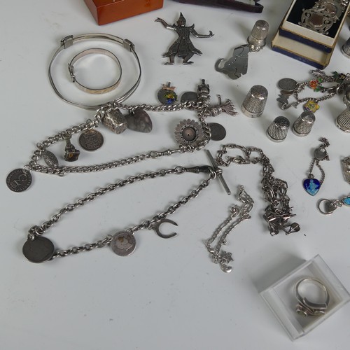 308 - A quantity of Jewellery and Costume Jewellery, including twelve silver thimbles, two silver fobs, no... 