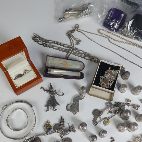 308 - A quantity of Jewellery and Costume Jewellery, including twelve silver thimbles, two silver fobs, no... 