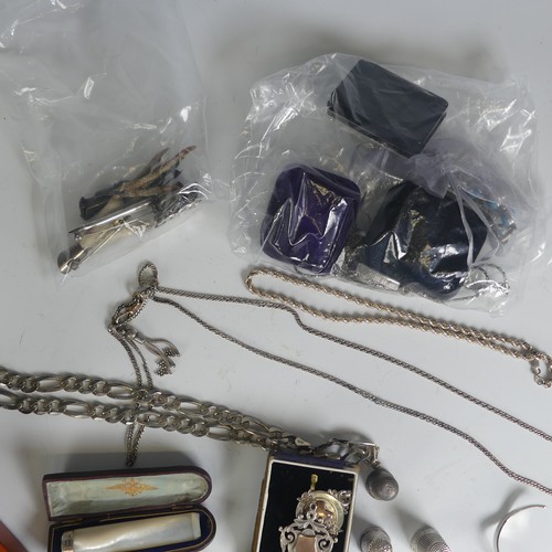 308 - A quantity of Jewellery and Costume Jewellery, including twelve silver thimbles, two silver fobs, no... 