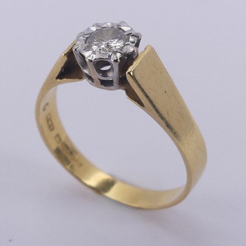 182 - A single stone diamond Ring, the circular stone approx. 0.25ct illusion set in 18ct yellow and white... 