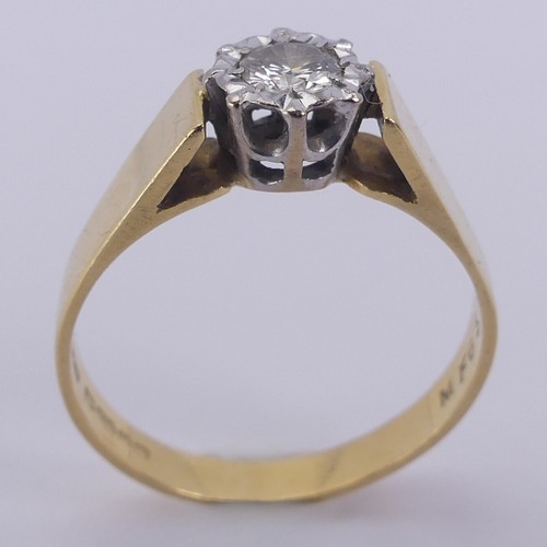 182 - A single stone diamond Ring, the circular stone approx. 0.25ct illusion set in 18ct yellow and white... 