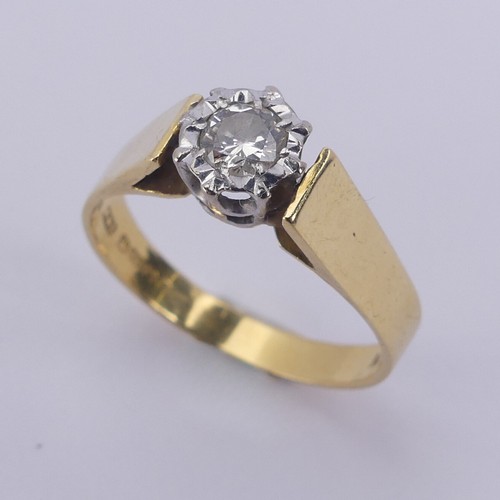 182 - A single stone diamond Ring, the circular stone approx. 0.25ct illusion set in 18ct yellow and white... 