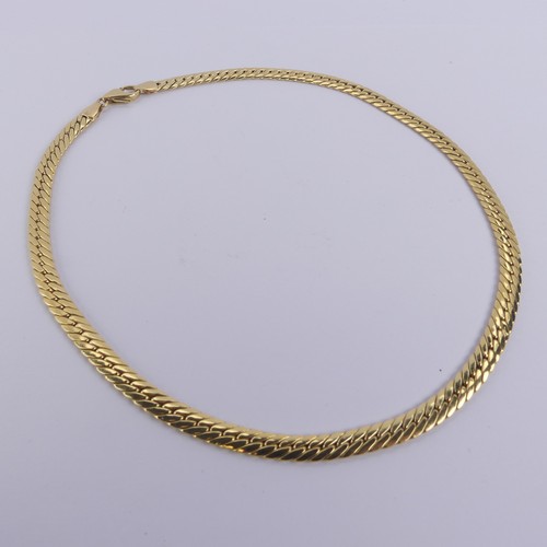 253 - An 18ct yellow gold curblink Necklace, with French control marks, 41cm long, 5.7mm wide, 15.6g.... 