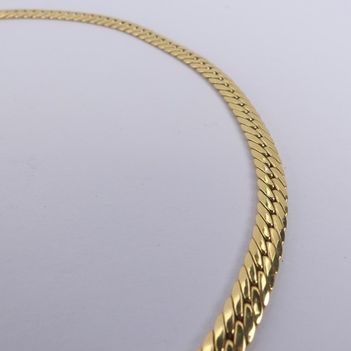 253 - An 18ct yellow gold curblink Necklace, with French control marks, 41cm long, 5.7mm wide, 15.6g.... 