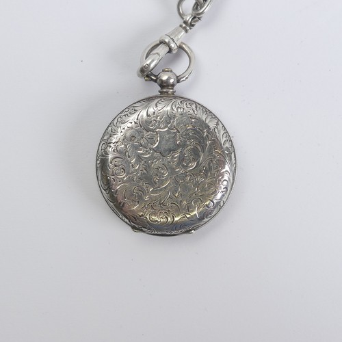 150 - A pretty Continental silver Fob Watch, the white enamel dial with Roman Numerals, silver and gilt fo... 