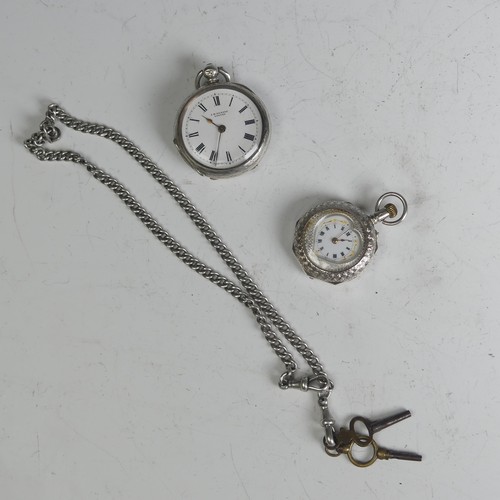 151 - A J.W.Benson silver Pocket Watch, hallmarked London 1883, the signed white enamel dial with Roman Nu... 