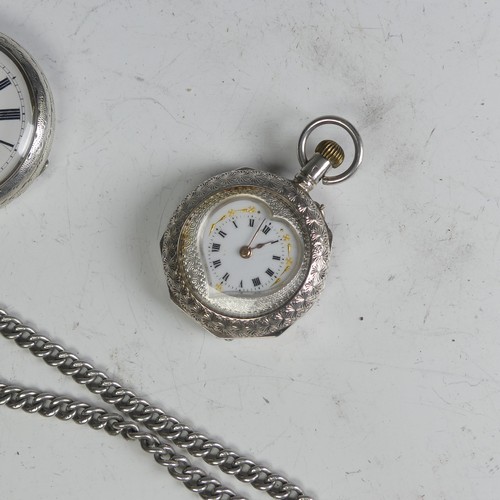 151 - A J.W.Benson silver Pocket Watch, hallmarked London 1883, the signed white enamel dial with Roman Nu... 