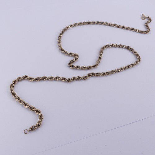 256 - A 9ct yellow gold ropetwist Necklace, 65cm long, 9.5g.