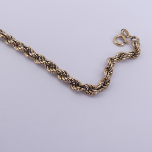 256 - A 9ct yellow gold ropetwist Necklace, 65cm long, 9.5g.