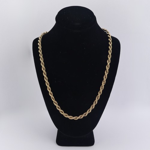 256 - A 9ct yellow gold ropetwist Necklace, 65cm long, 9.5g.