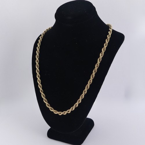 256 - A 9ct yellow gold ropetwist Necklace, 65cm long, 9.5g.