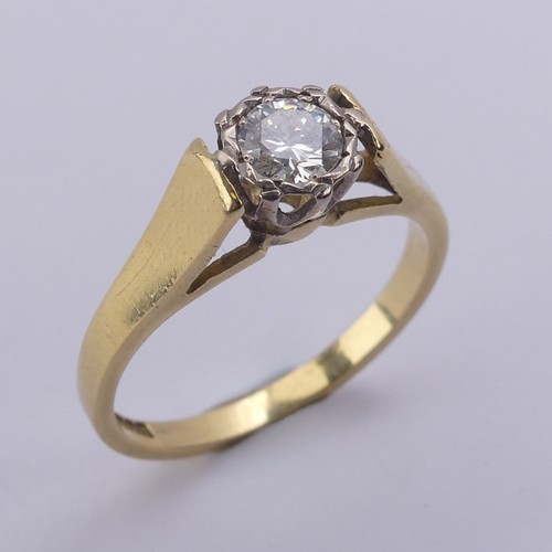 205 - A diamond solitaire Ring, the circular stone approx. 0.35ct, mounted in 18ct yellow and white gold w... 