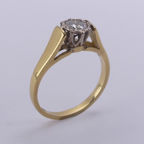 205 - A diamond solitaire Ring, the circular stone approx. 0.35ct, mounted in 18ct yellow and white gold w... 