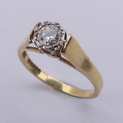 205 - A diamond solitaire Ring, the circular stone approx. 0.35ct, mounted in 18ct yellow and white gold w... 