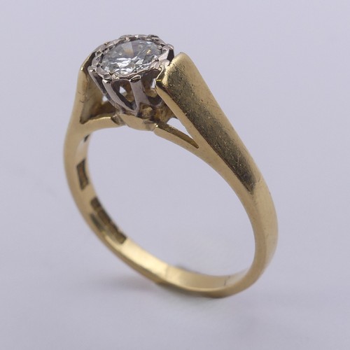 205 - A diamond solitaire Ring, the circular stone approx. 0.35ct, mounted in 18ct yellow and white gold w... 