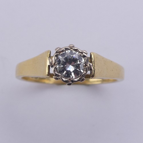 205 - A diamond solitaire Ring, the circular stone approx. 0.35ct, mounted in 18ct yellow and white gold w... 