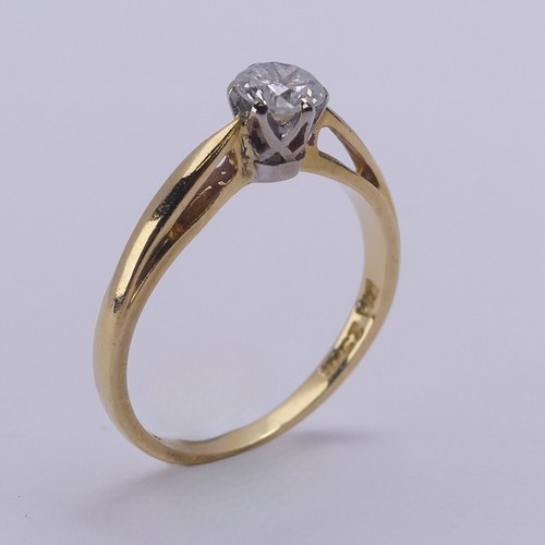 210 - A single stone diamond Ring, the brilliant cut stone approx. 0.25ct, six claw set in 18ct yellow and... 