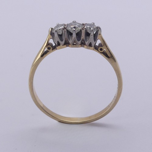 215 - A small three stone diamond Ring, approx. total diamond weight 0.24ct, mounted in 18ct yellow gold a... 