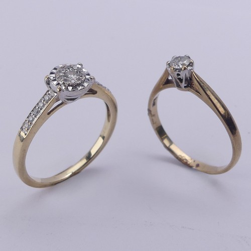 223 - A single stone diamond Ring, the circular cut stone approx. 0.15ct, mounted in 9ct yellow gold, Size... 