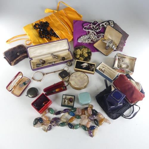 320 - A quantity of Costume Jewellery, including a gilt metal hinged bangle, probably Indian , the front s... 